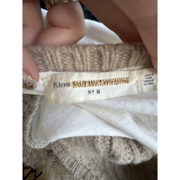 Anthropologie Pilcro and the Letterpress Wool Cable Knit Boho Pullover Sweater M - Picture 6 of 9